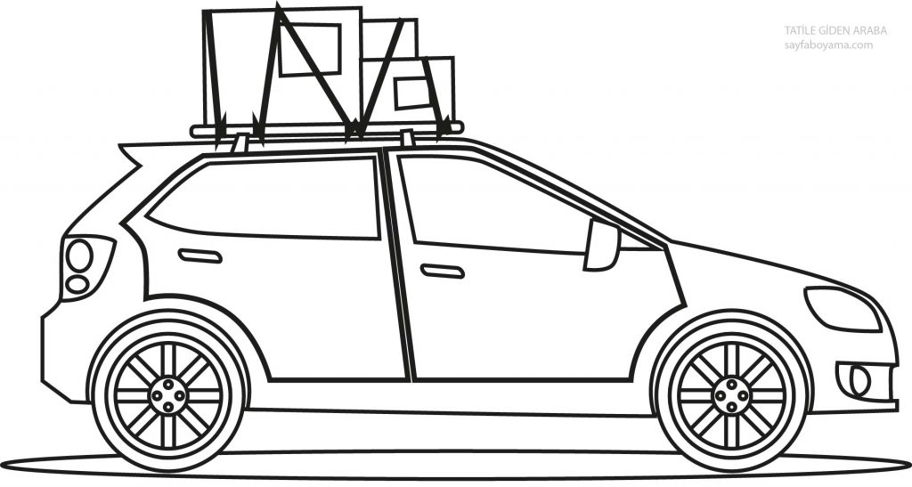 Tatile Giden Araba Boyama Sayfası - Sayfa Boyama