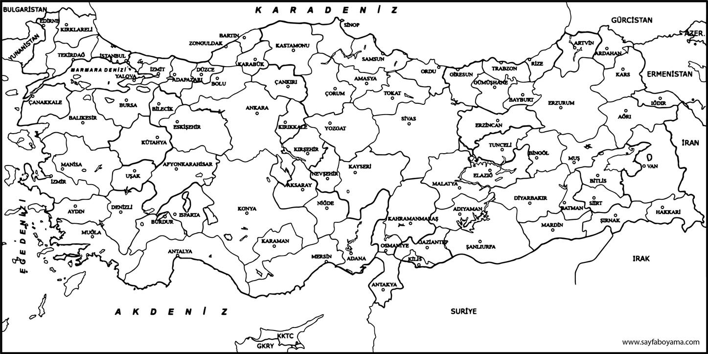 Türkiye İller Harita Boyama Sayfası